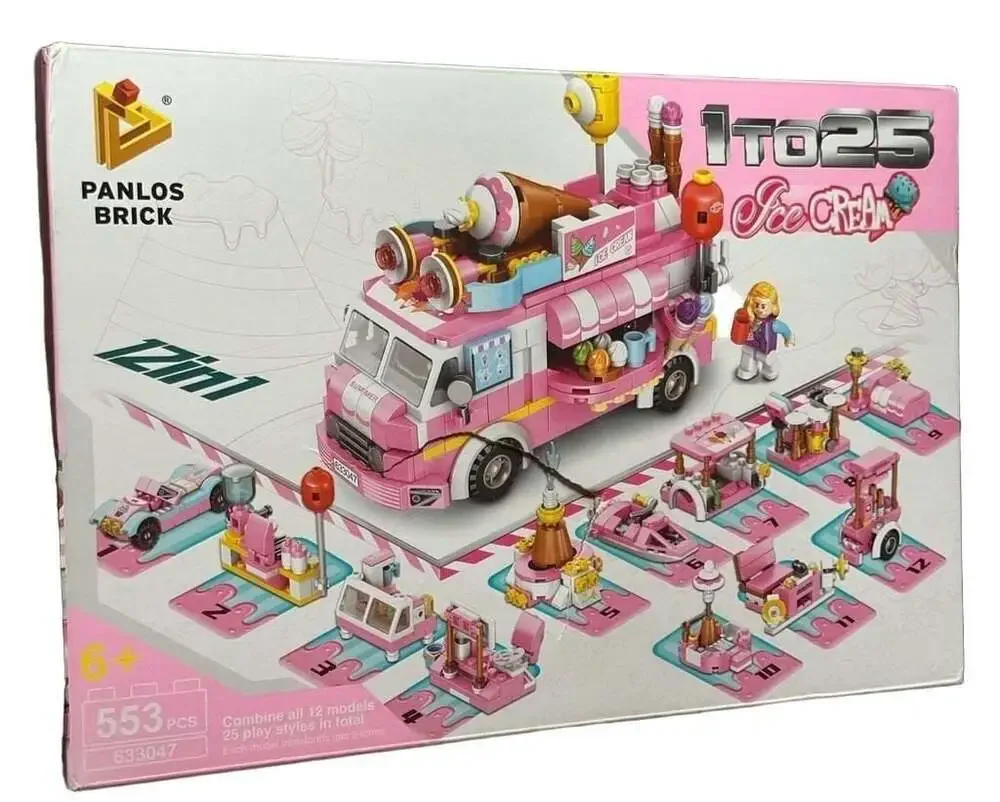 Panlos Brick 12-in-1 Ice Cream Truck Building Set 633047 (553 Pieces)